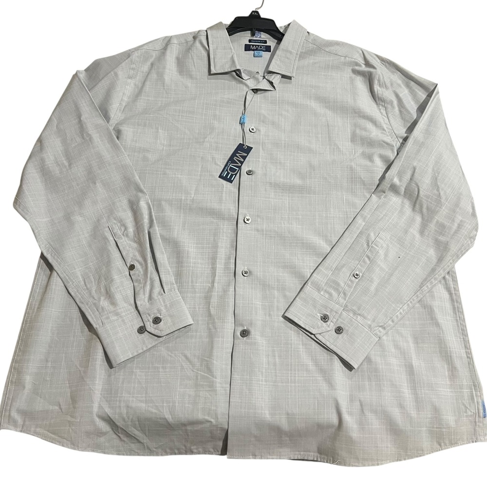 MADE Cam‎ Newton Grey Fine Plaid Long Sleeve Button Down Shirt Men's XXL NWT